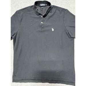 US Polo Assn Mens Performance Pique Polo Shirt Black Short Sleeve 2XL Logo